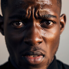 Fototapeta premium Close up of a sweaty african american man's face