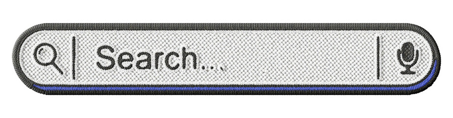 Search bar embroidery patch illustration isolated on transparent background