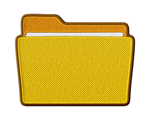 Folder icon embroidery patch illustration isolated on transparent background