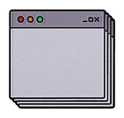 Superimposed UI windows embroidery patch illustration isolated on transparent background