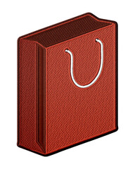 Red shopping bag embroidery patch illustration isolated on transparent background