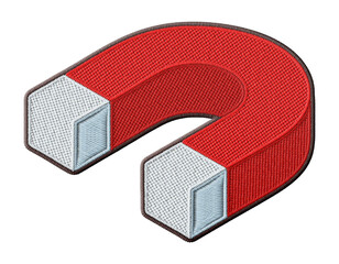 Stylized classic magnet embroidery patch illustration isolated on transparent background