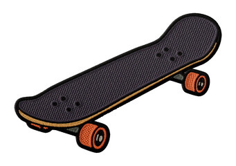 Skateboard embroidery patch illustration isolated on transparent background