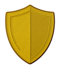 Yellow shield embroidery patch illustration isolated on transparent background