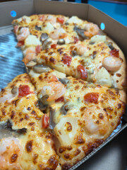 A mouthwatering pizza fresh out of the oven