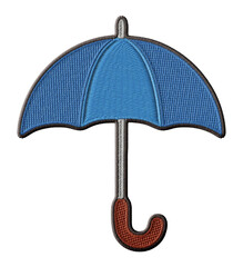Cartoon umbrella embroidery patch illustration isolated on transparent background