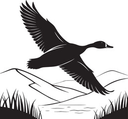 Mallard Duck in Flight Silhouette