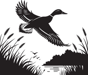 mallard duck flying silhouette 