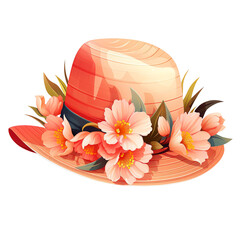 A stylish straw hat decorated with vibrant flowers, perfect for sunny days and summer outings.