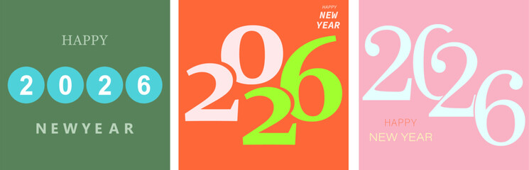 Happy New Year 2026 Minimal Vector Design Collection