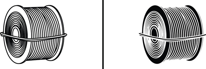 Wire Coil Icon – Industrial Cable Roll and Electrical Wire Illustration