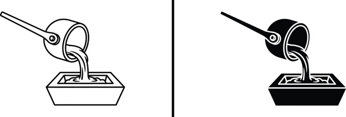 Molten Metal Pouring Icon – Foundry Casting and Metalworking Illustration