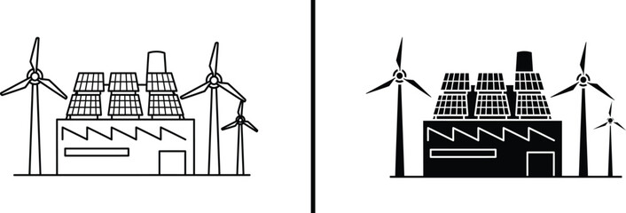 Eco-Friendly Factory with Solar Panels and Wind Turbines – Green Energy