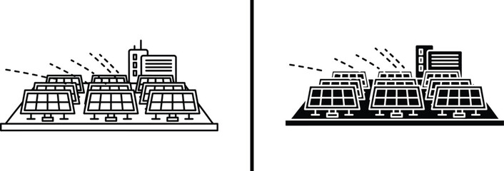 Solar Power Plant Illustration – Renewable Energy Farm Icon