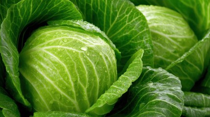Fototapeta premium Harvesting fresh green cabbage organic farm food photography lush environment close-up organic farming techniques