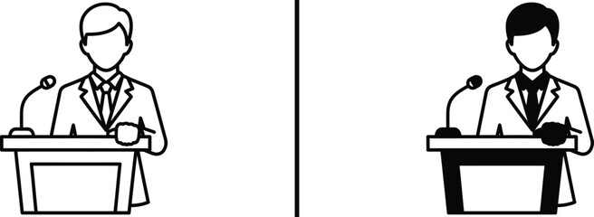 Speaker at Podium Icon – Public Speaking and Presentation Illustration