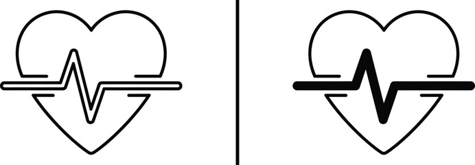 Heart with ECG Line Icon – Medical Heartbeat Illustration