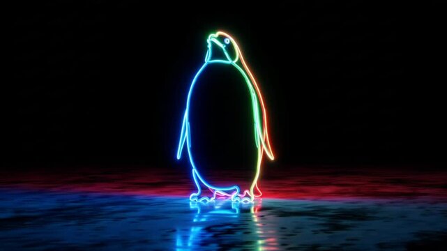 Colorful Neon Penguin Animation: A Vibrant and Modern Design for Creative Projects