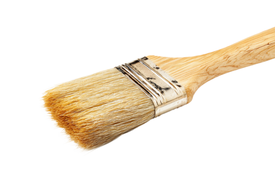 Closeup of a paint brush, ready for use