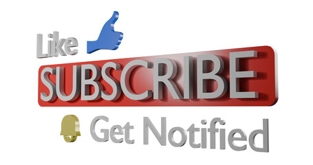 3d subscribe text element for content with transparent background