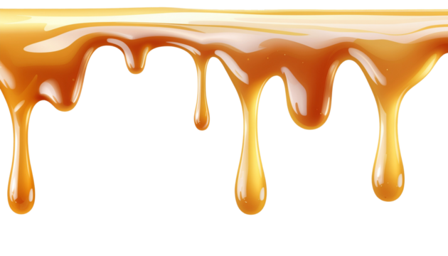 Caramel sauce dripping against a black background creating a sweet and delicious visual texture effect