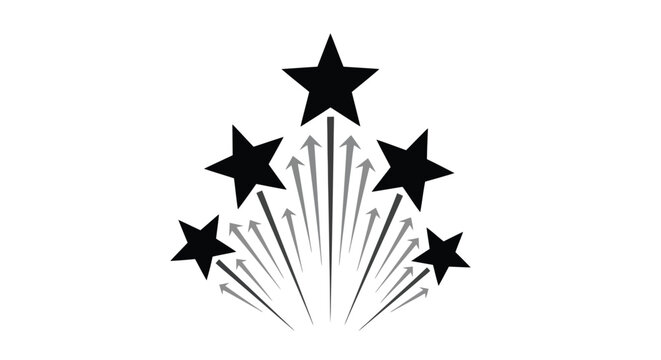 Dynamic illustration featuring five upward-rising stars, a graphic concept symbolizing achievement, excellence, success, and the aspiration for top-tier quality and outstanding performance