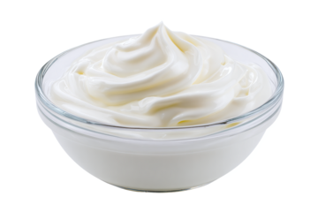 Glass bowl of creamy white yogurt for recipe