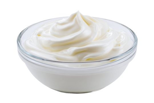 Glass bowl of creamy white yogurt for recipe