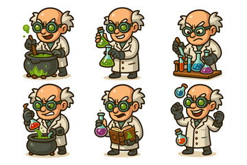 Fototapeta premium Scientist cartoon icons ,science, chemistry, experiment, lab, research