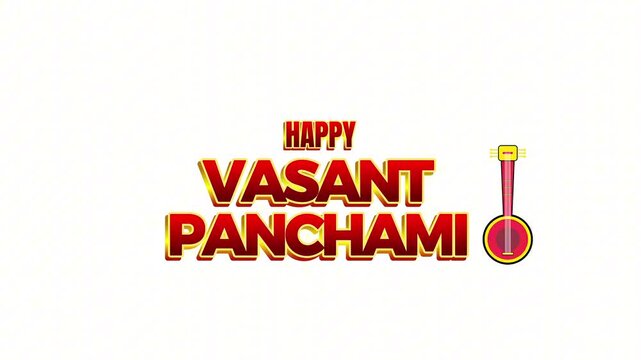 Happy vasant panchami text animation with sitar