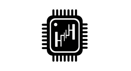 Processor chip icon isolated on white