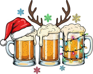 Christmas Beer Mugs with Sant...