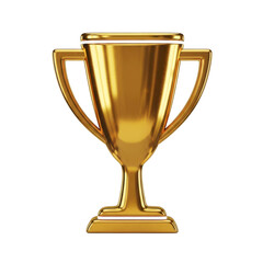 Golden Trophy Cup with White Accent Stripes on Background image isolated on a transparent background