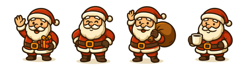 Santa cartoon icons ,christmas, holiday, winter, festive, gifts