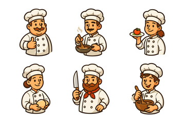 Obraz premium Chef cartoon icons ,cook, kitchen, restaurant, food, profession