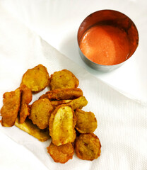 Banana Fritters Served with Spicy Red Chutney