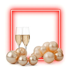 Vibrant red glowing frame adorned with delicate stems and subtle sparkles.