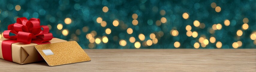 Holiday shopping christmas sale online banner with festive background and gift boxes for e-commerce promotion