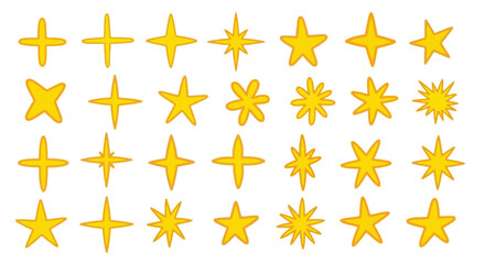Collection of shining stars in various shapes and sizes, perfect for adding a touch of brilliance to any design!