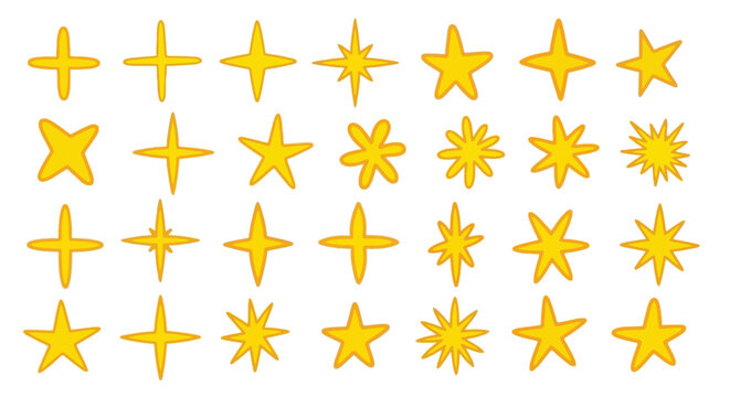 Collection of shining stars in various shapes and sizes, perfect for adding a touch of brilliance to any design!