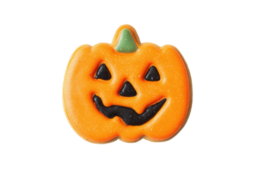 Halloween pumpkin cookie with orange frosting