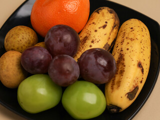 Variety of fruit on white background