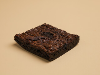 Chocolate brownie on white background