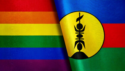 レインボーフラッグとニューカレドニアの国旗(Pride Flag & New Caledonia flag.)
