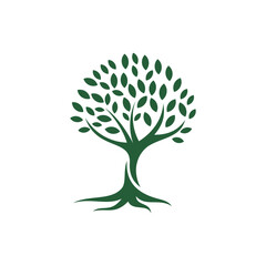 Naklejka premium Minimalist Green Tree and root Logo