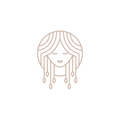 Woman face beauty logo line art