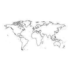 Fototapeta premium Outline map of the world in minimalist black and white design 