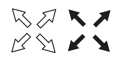 Expand arrows icon. Symbol, logo illustration. graphic icon set