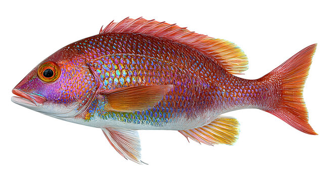 manar snapper fish side view, tropical reef species with vibrant color, isolated on white background