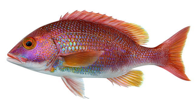 manar snapper fish side view, tropical reef species with vibrant color, isolated on white background